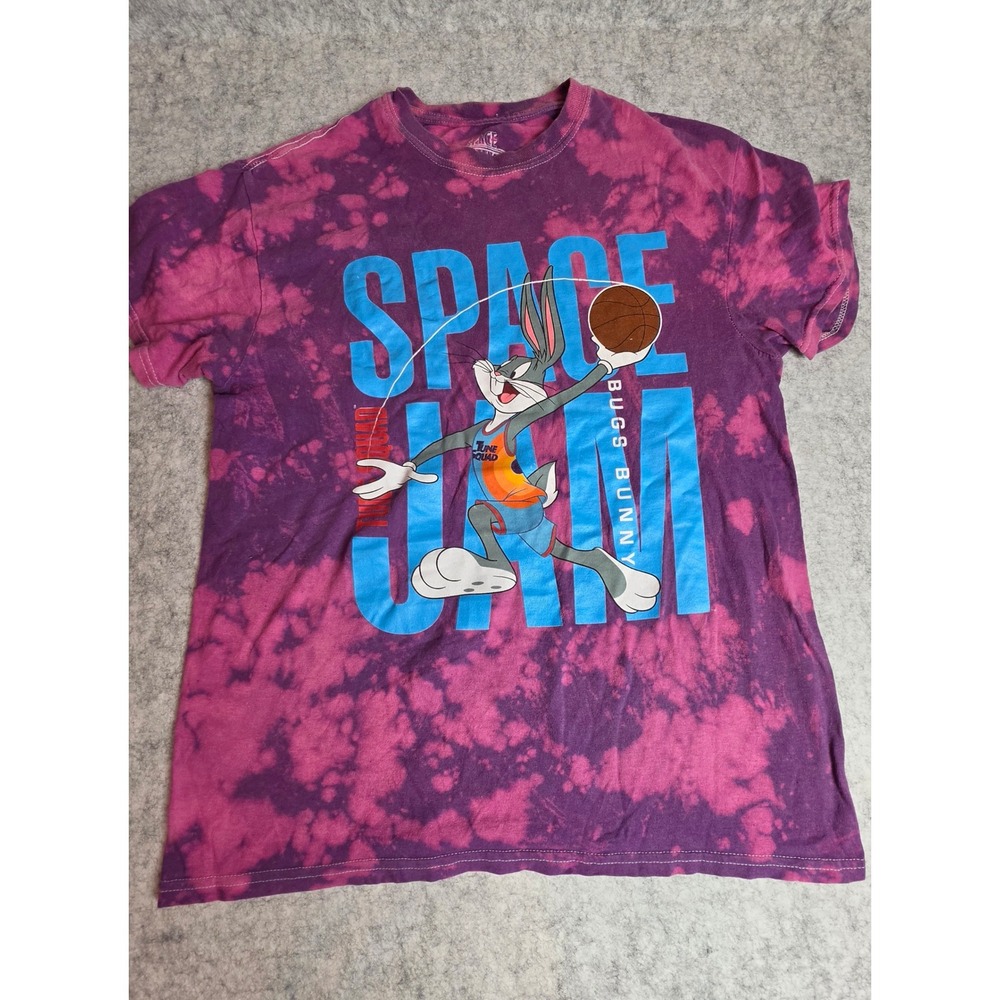 Space Jam A New Legacy Bugs Bunny Tie Dye Graphic T-Shirt Purple Pink Medium